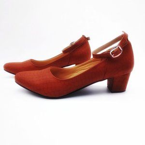 TERRACOTTA BLOCK HEELS, Ankle Strap Bridal Shoe, Wedding Heels, Mary Jane Heels